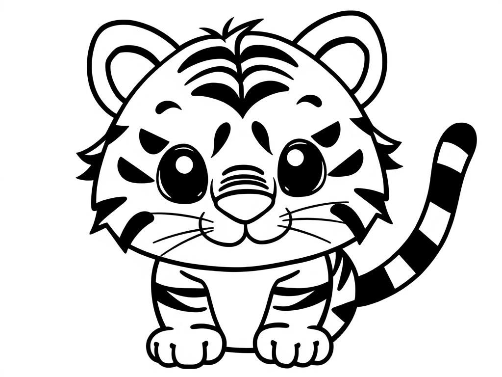 Cute Tiger Cub Coloring Page