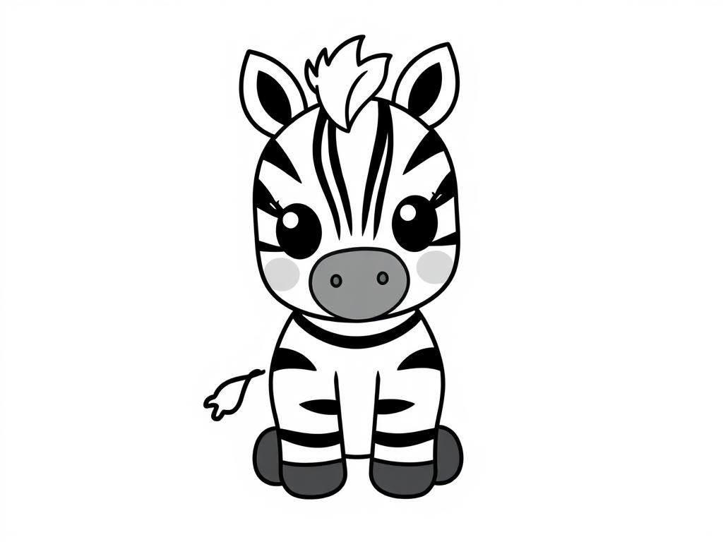 kawaii zebra - Free Printable Coloring Page