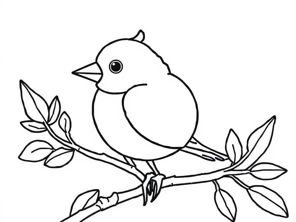 Bird on a Branch Coloring Page