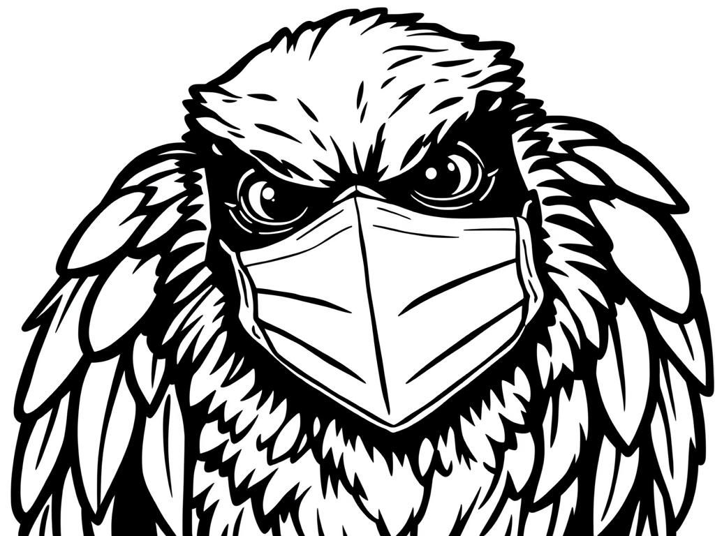 Kbirdy wearing a mask