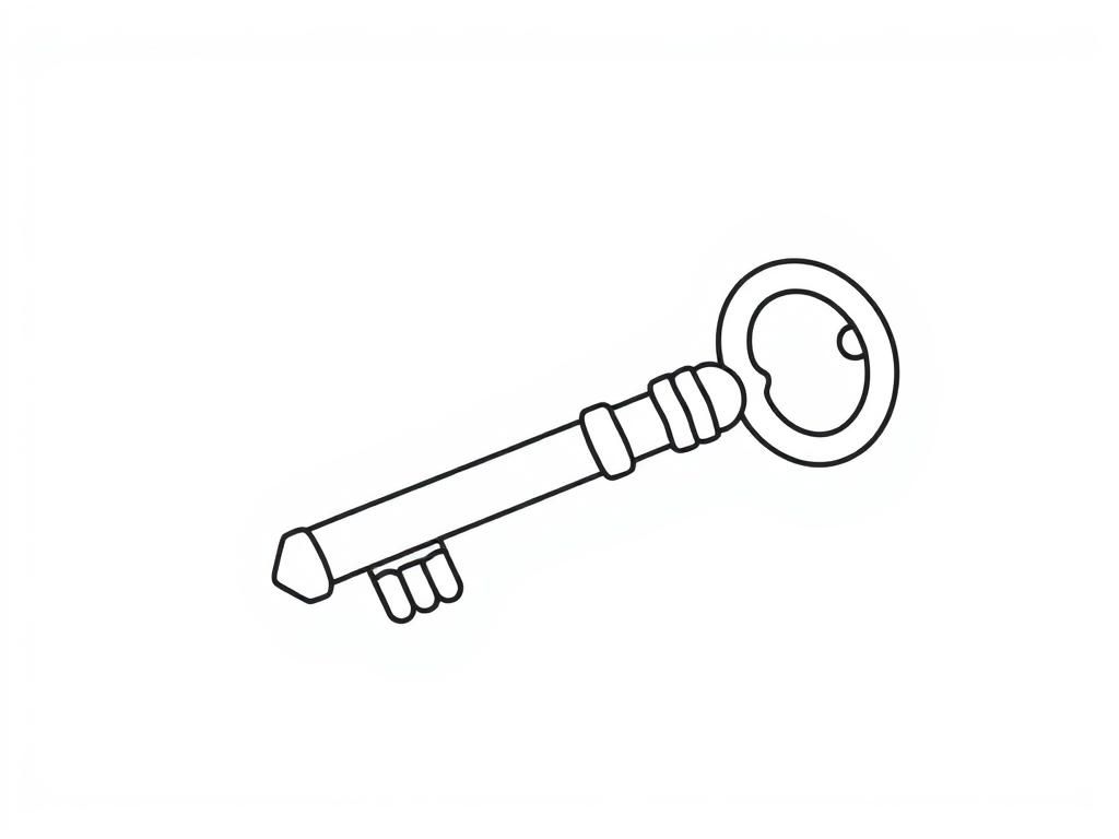 Vintage Key Coloring Page