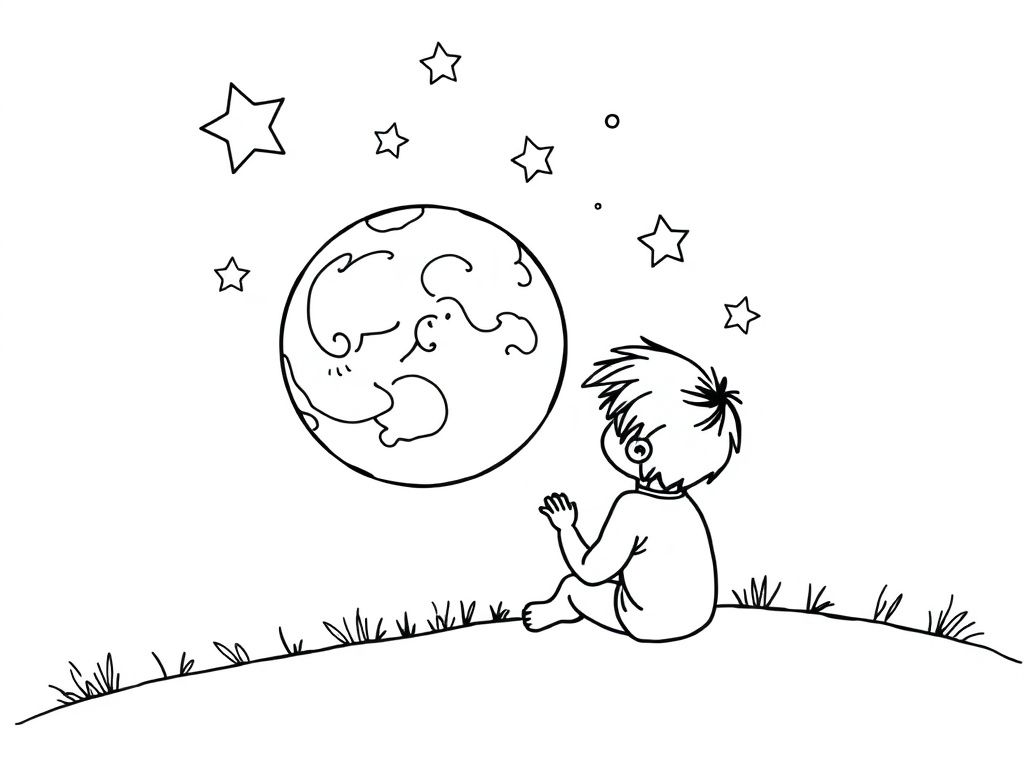 Nighttime Scene Coloring Page