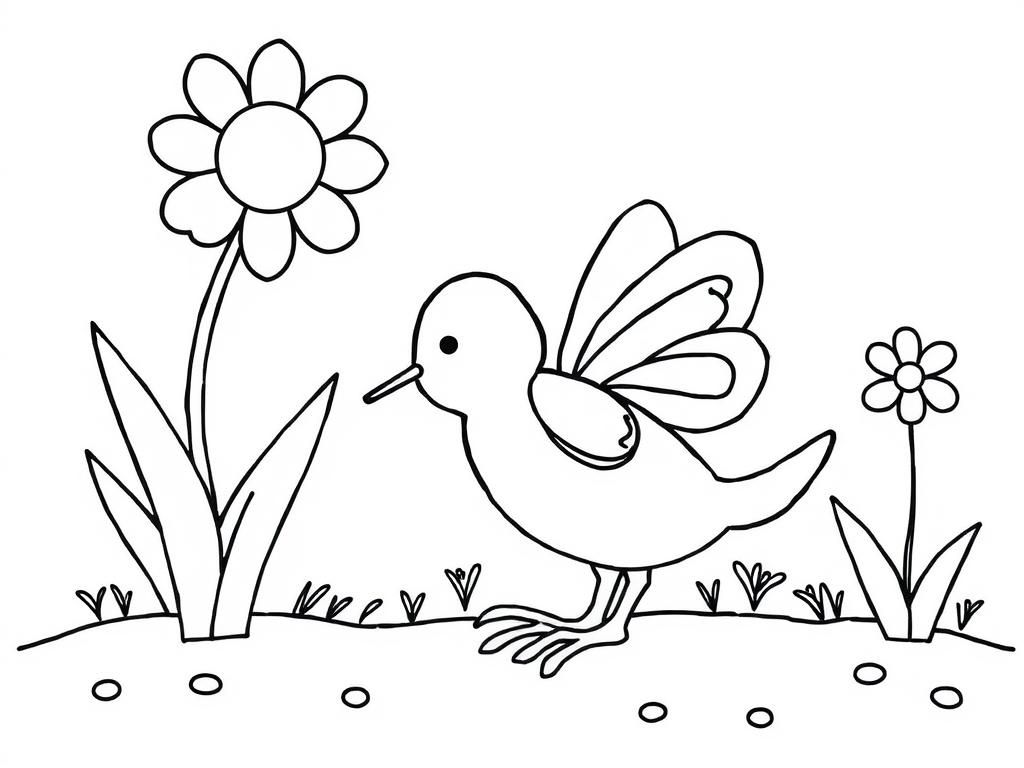 kids spring - Free Printable Coloring Page