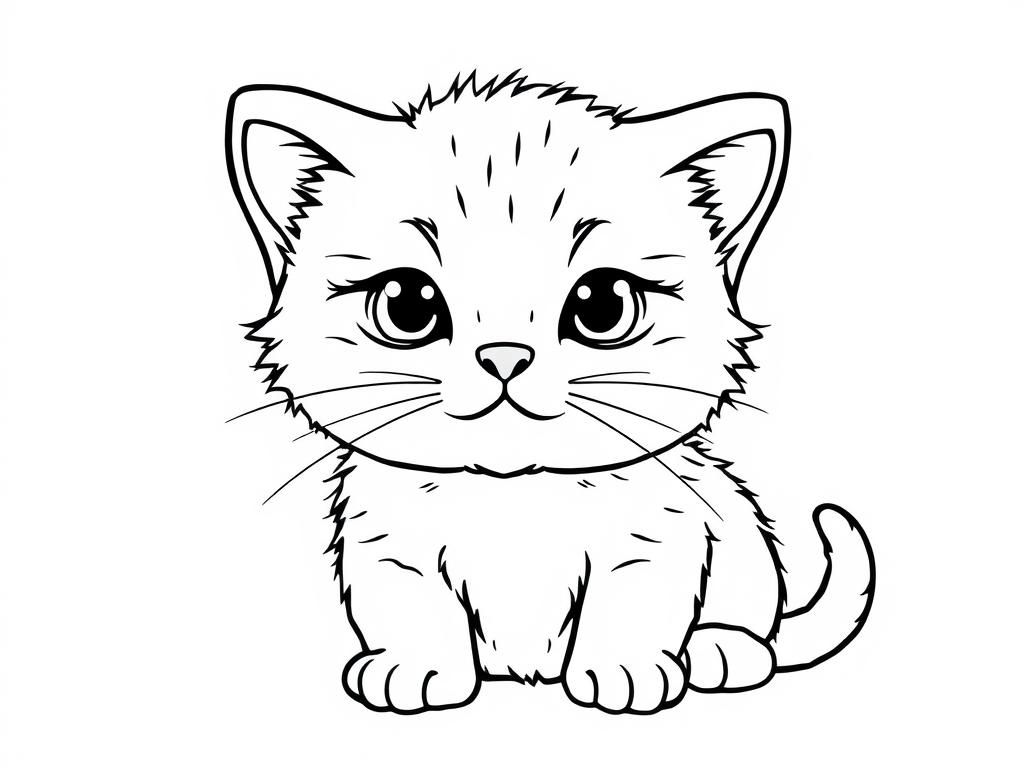 Cute Kitten Coloring Page