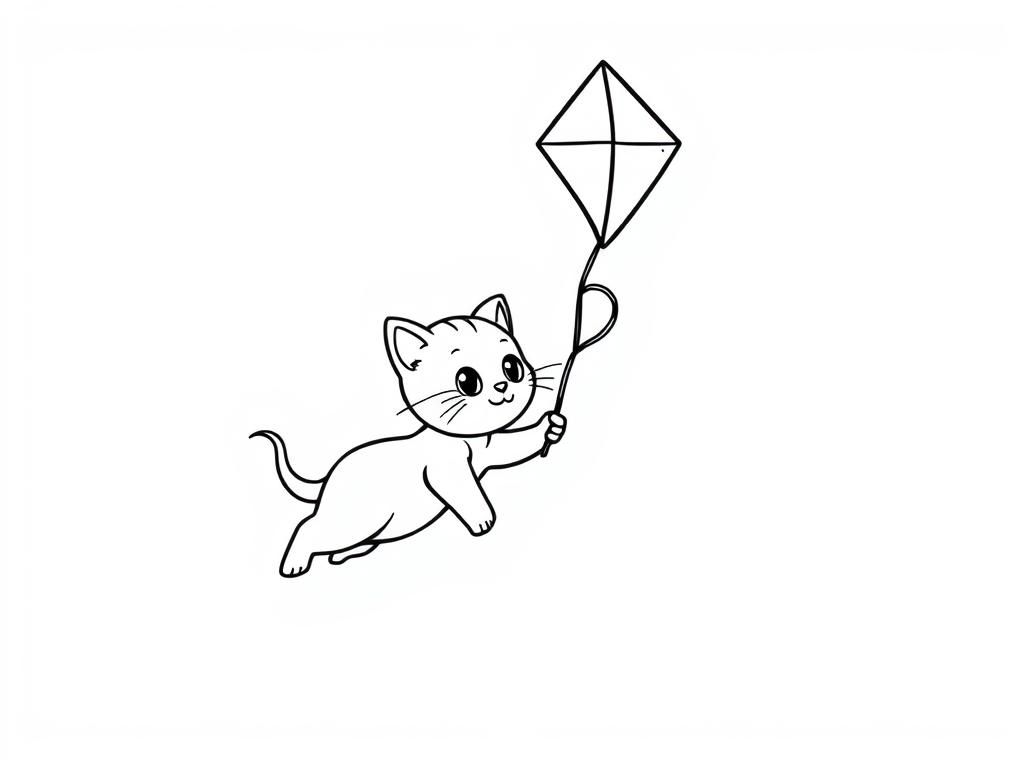 Preview of Kitten on a kite flying towards a rainbow