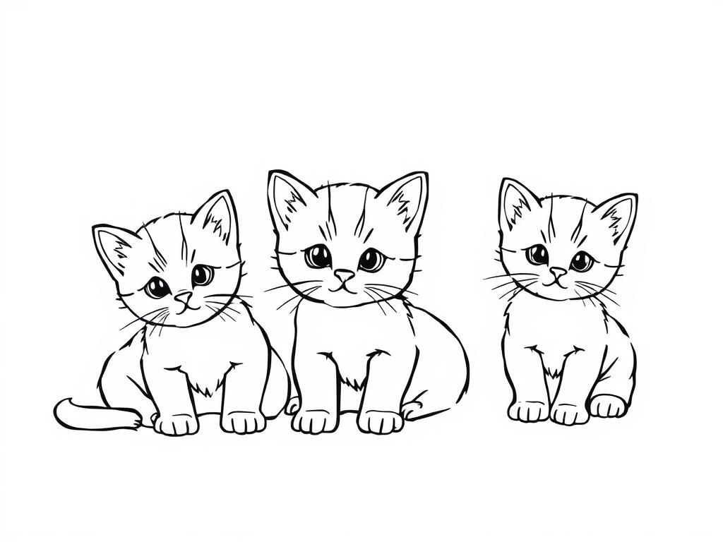 Cute Kittens Coloring Page