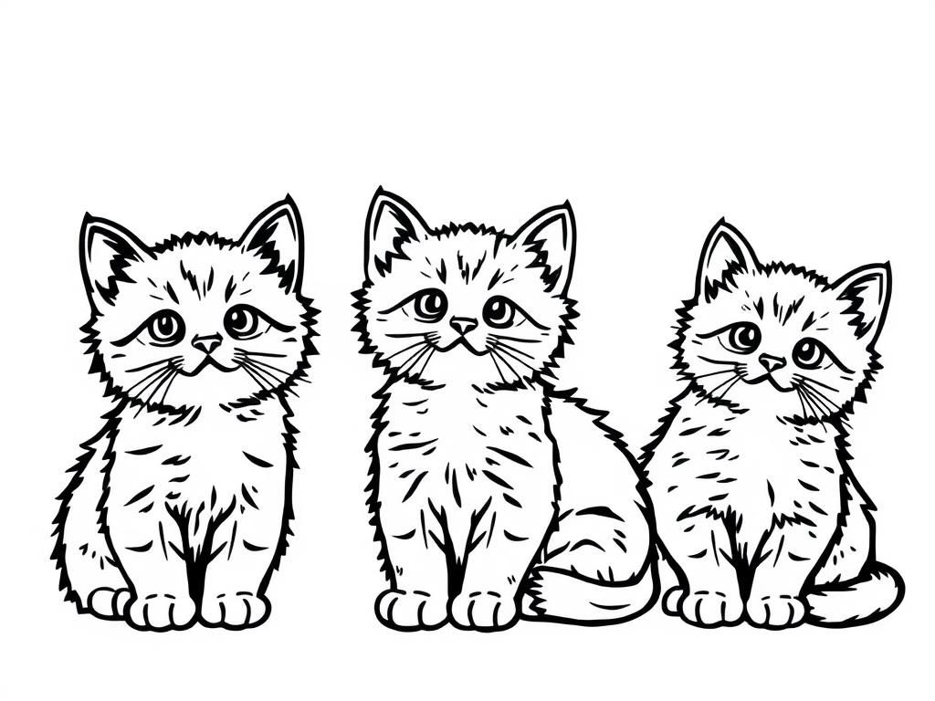 Kittens everywhere - Free Printable Coloring Page