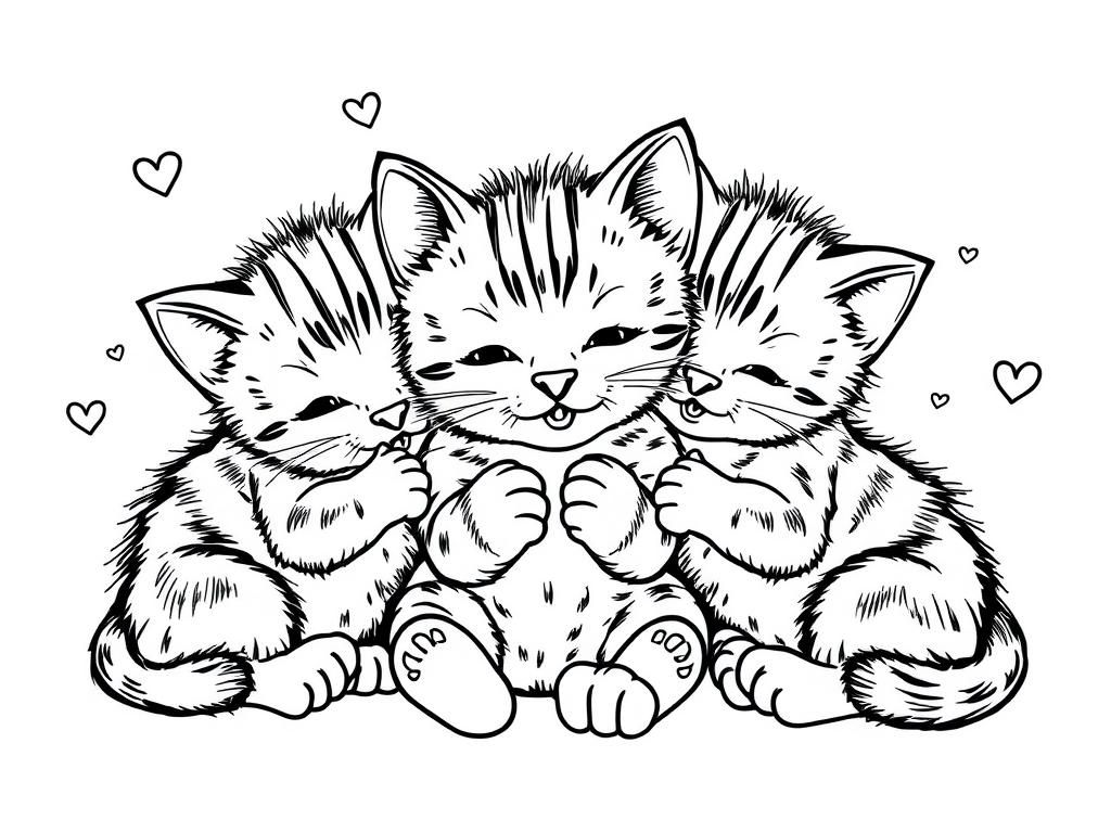 kittens lovingly eating happy children