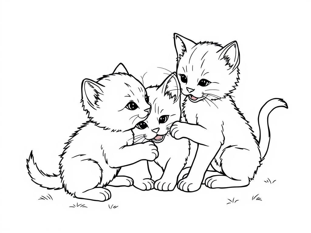 Schattige kitten kleurplaat voor kinderen