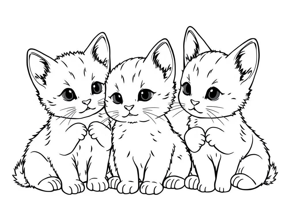 Cute Kittens Coloring Page