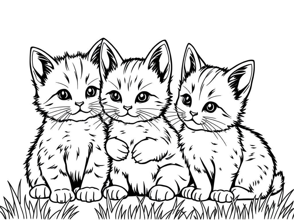 Cute Kittens Coloring Page