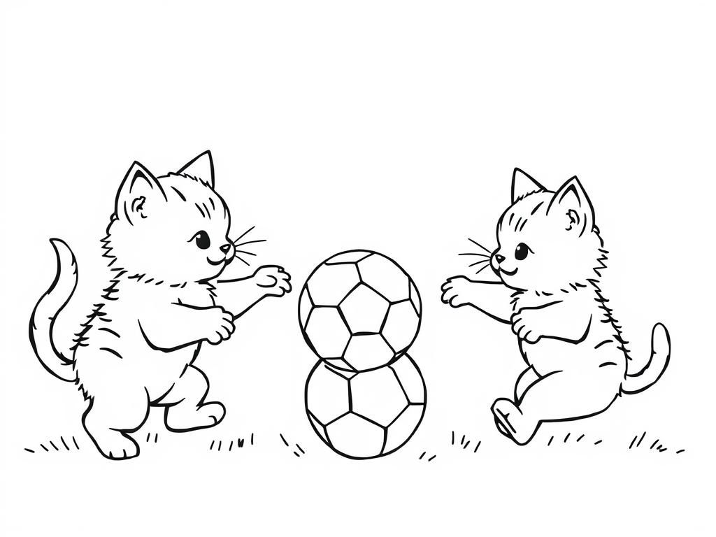Kitten Voetbal Kleurplaat