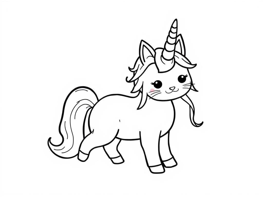 Unicorn Cat Coloring Page