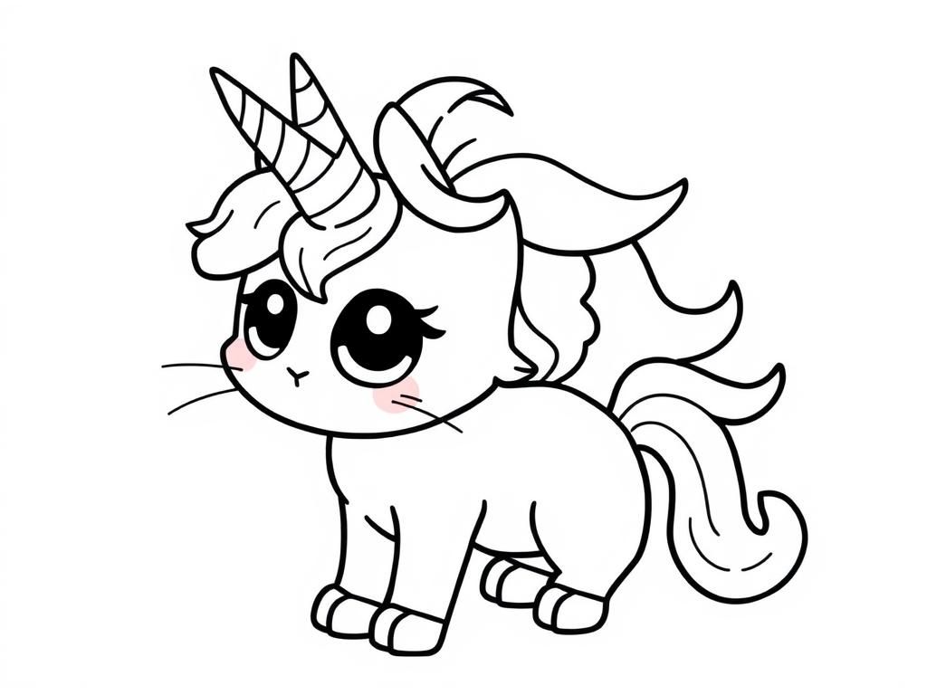 Coloring Page of an Adorable Unicorn