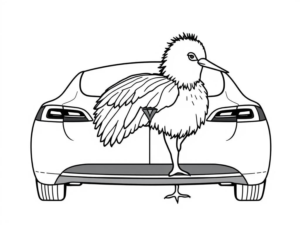 Preview of kiwi bird painted on a tesla's doors