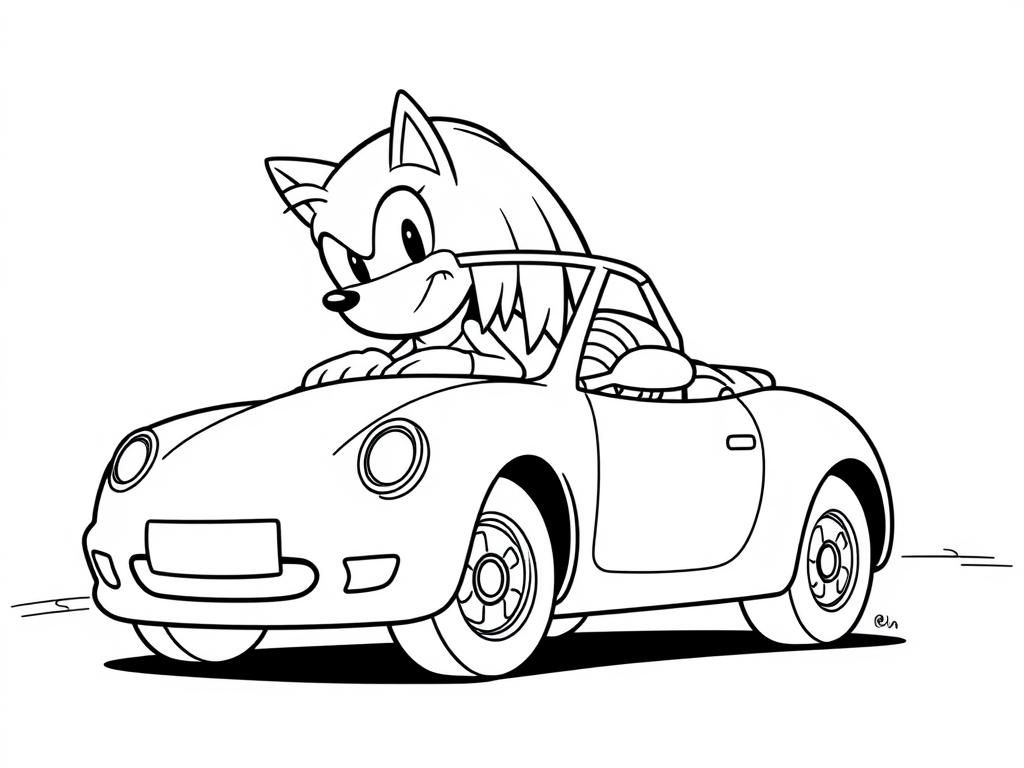 Preview of Knuckles driving a convertible car