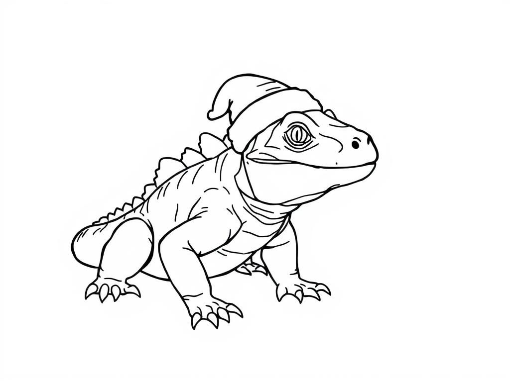 komodo dragon wearing a christmas hat