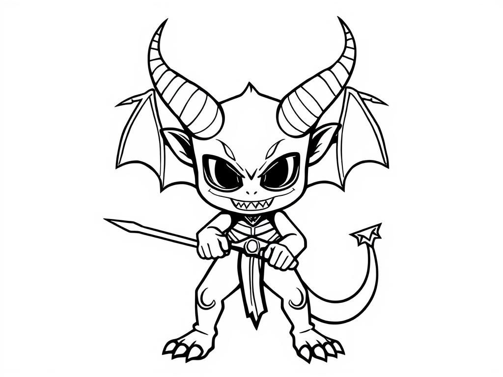 Cute Dragon Coloring Page with Sword