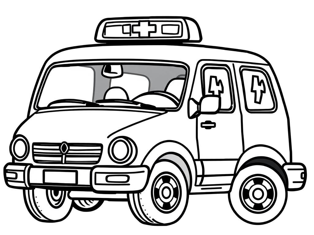 Ambulance Vehicle Coloring Page