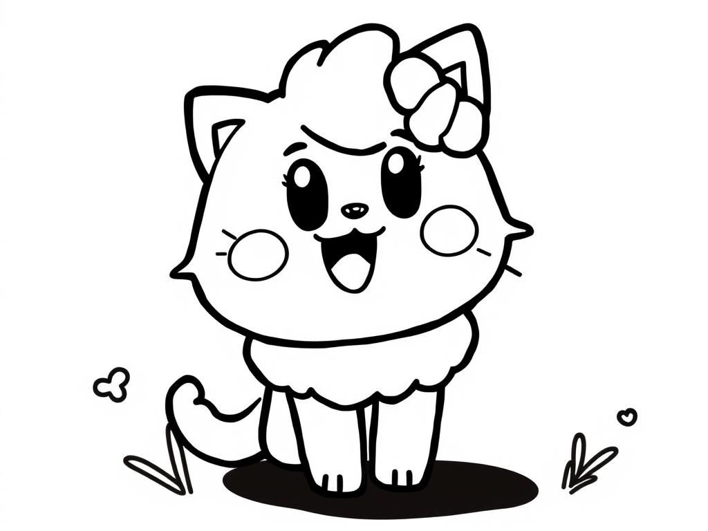 Cute Cartoon Cat Coloring Page