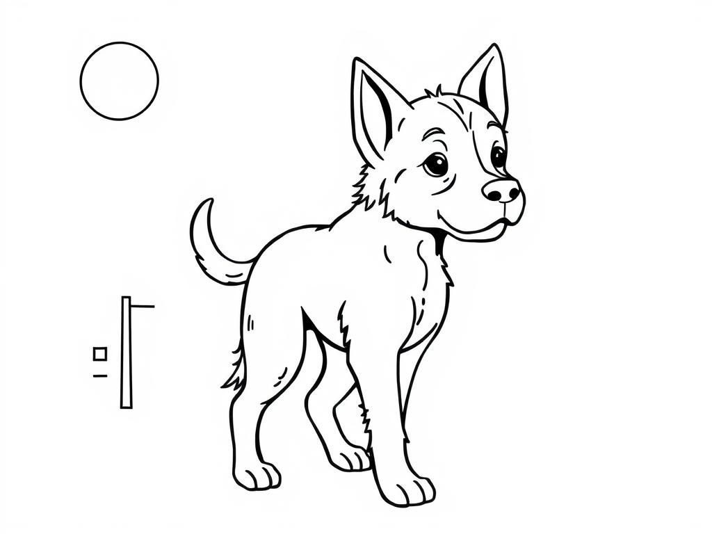 Cute Cartoon Dog Coloring Page for Kids and Adults