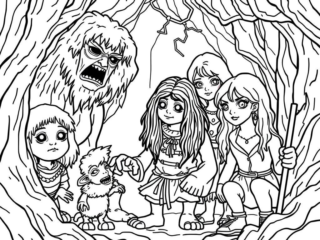 Fantasy Creatures Coloring Page
