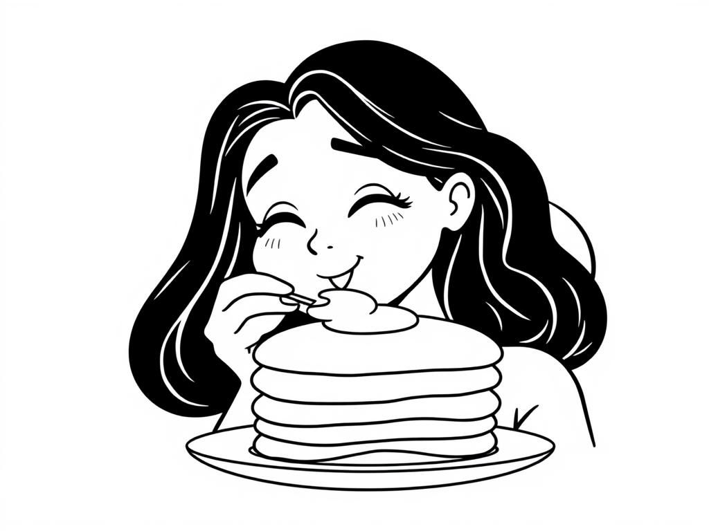 lady eating some pancakes