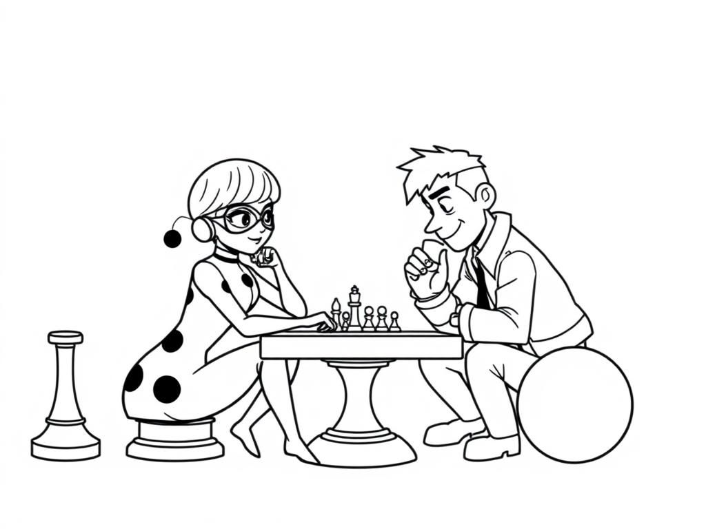 Ladybug from Miraculous playing chess with Renaud the famous French singer