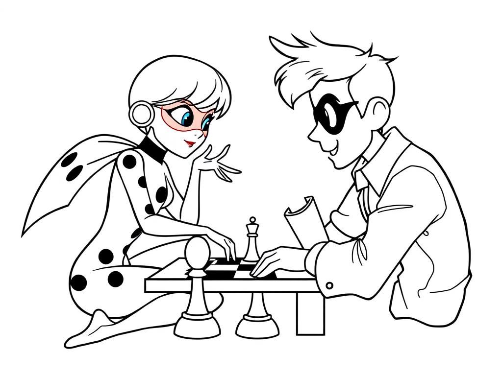 Ladybug from Miraculous playing chess with Renaud the french singer