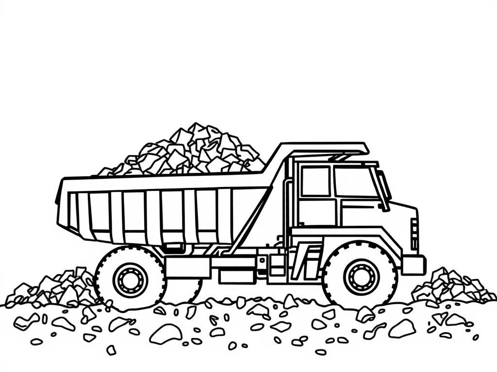 landfill compactor truck compacting a trash mountain - Free Printable Coloring Page