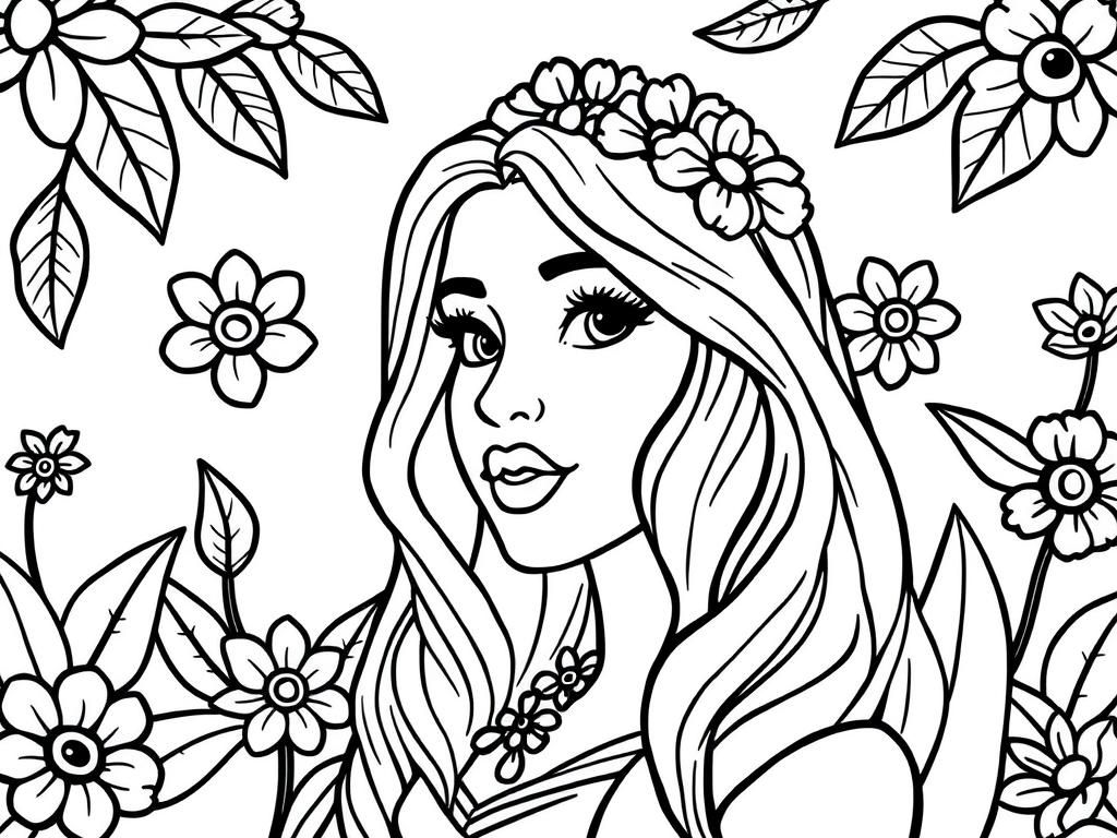 Floral Woman Coloring Page