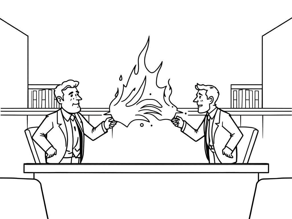 lawyers breathing fire in a courtroom