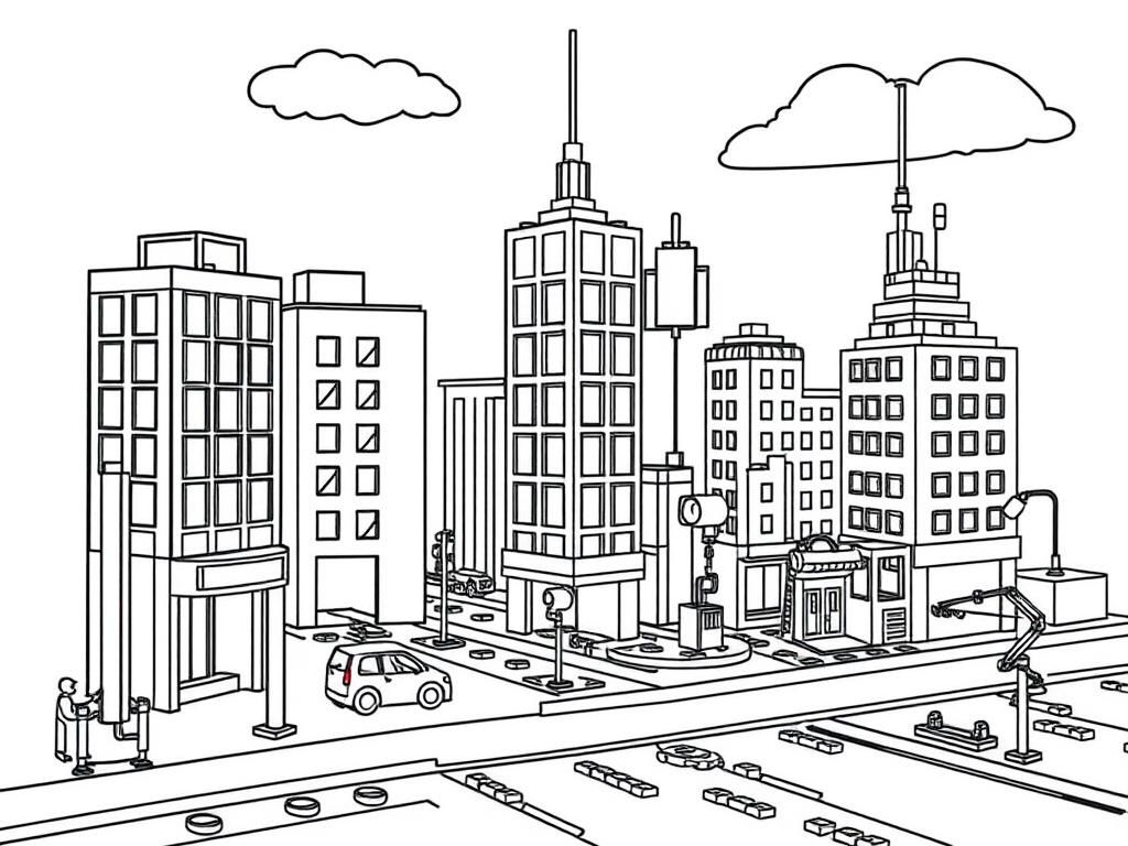 City Skyline Coloring Page