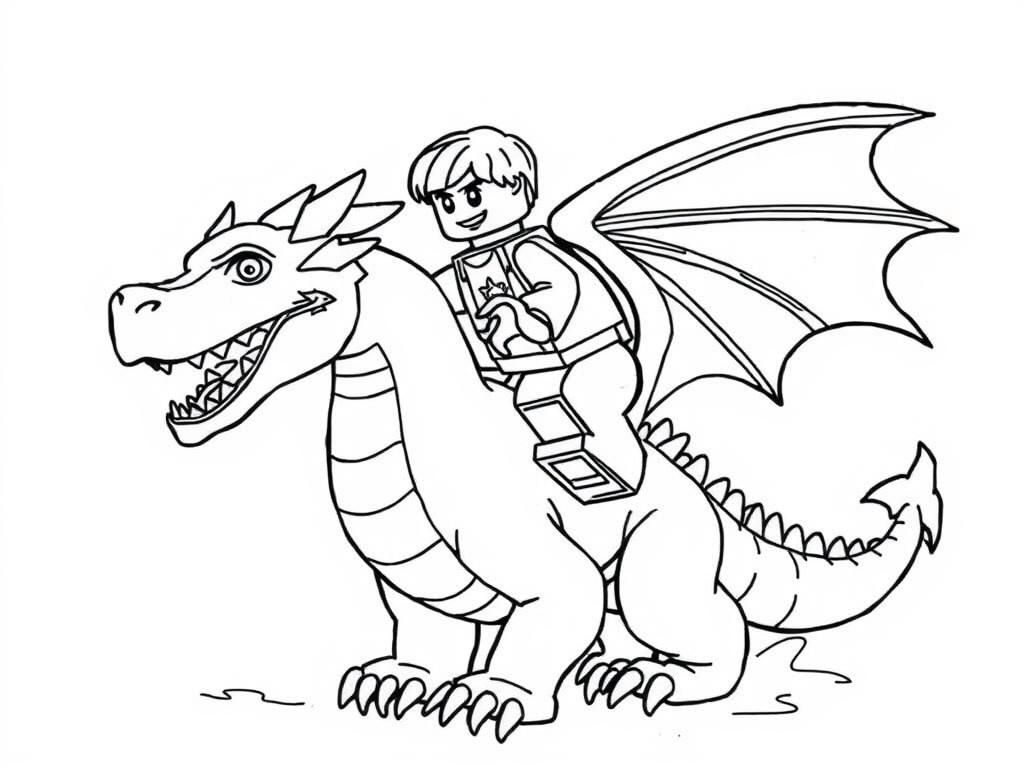 Lego figure riding on a dragon