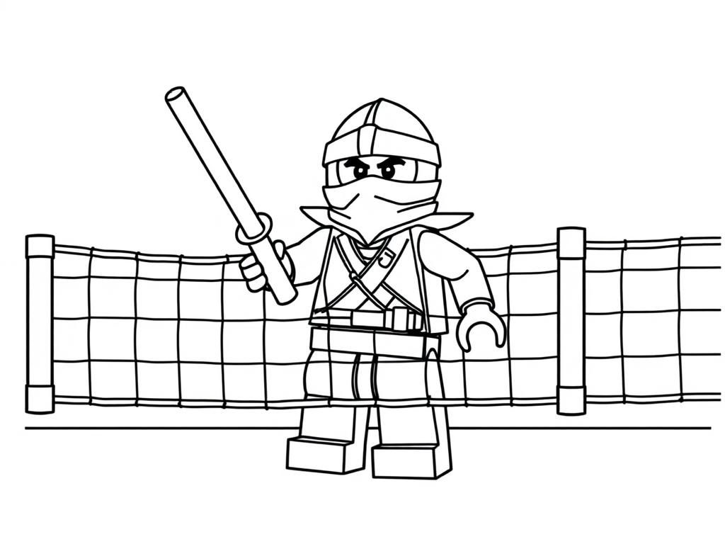 Lego ninjago playing volleyball over a net