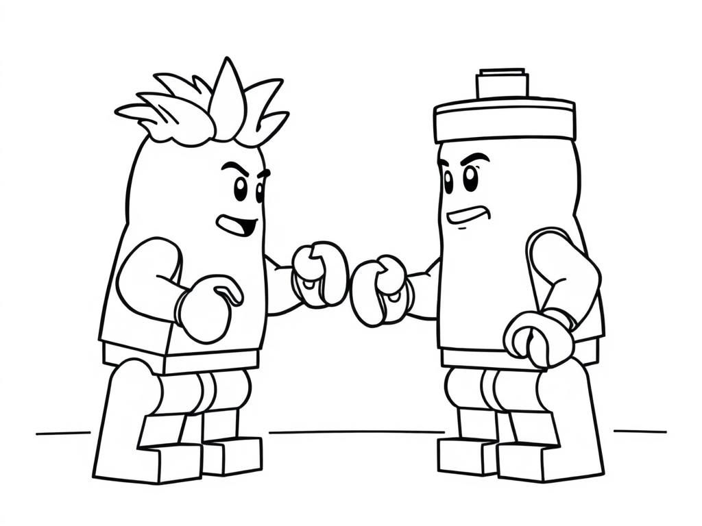 Lego Potato fighting another lego potato in a boxing championship