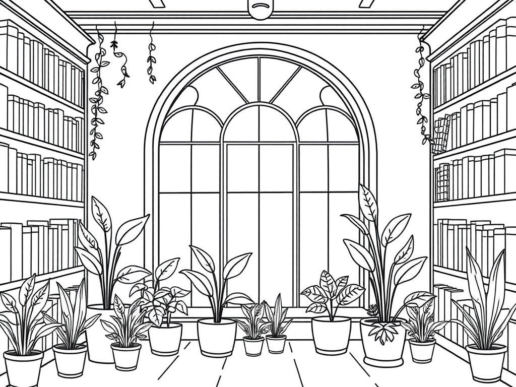 Preview of Library with plants