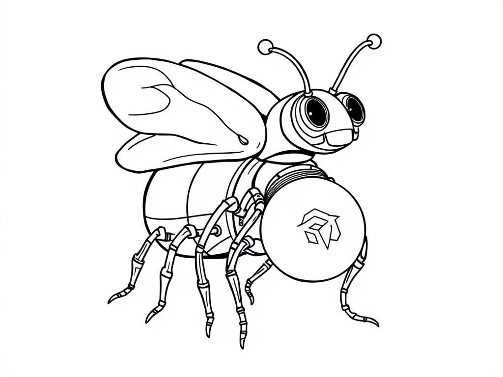 Robotic Bee Coloring Page