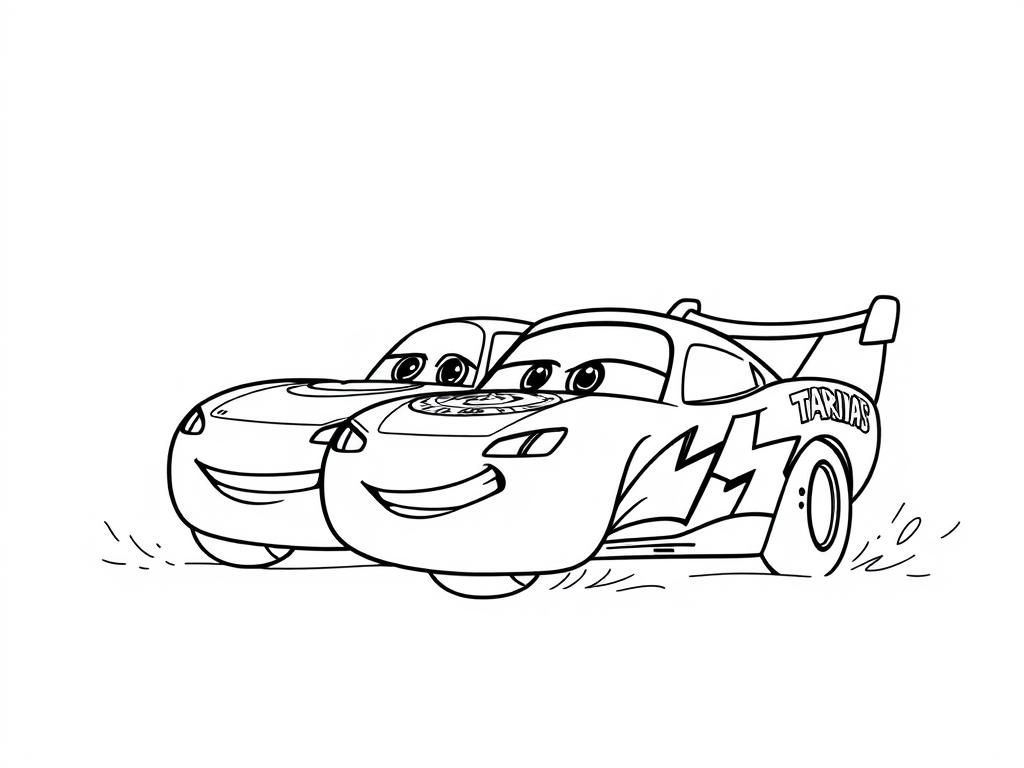 Kleurplaat van cartoonauto's