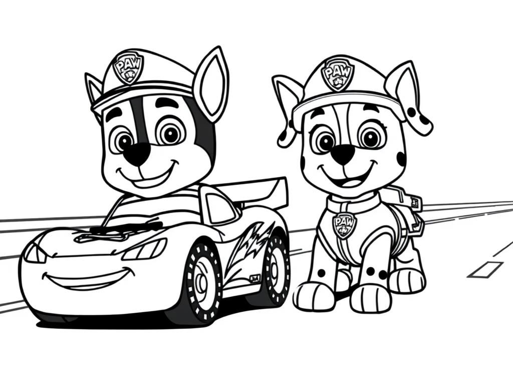 lightning mcqueen and paw patrol on the autobahn