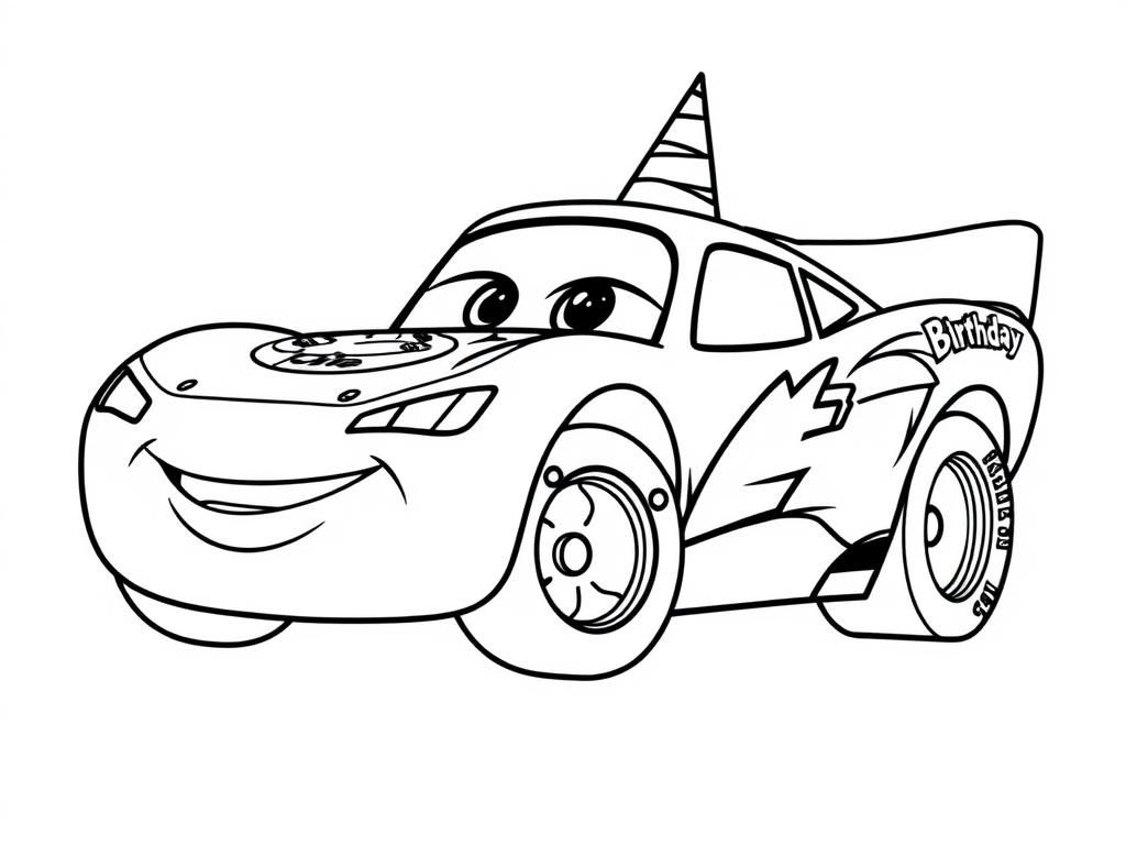 Birthday Race Car Coloring Page