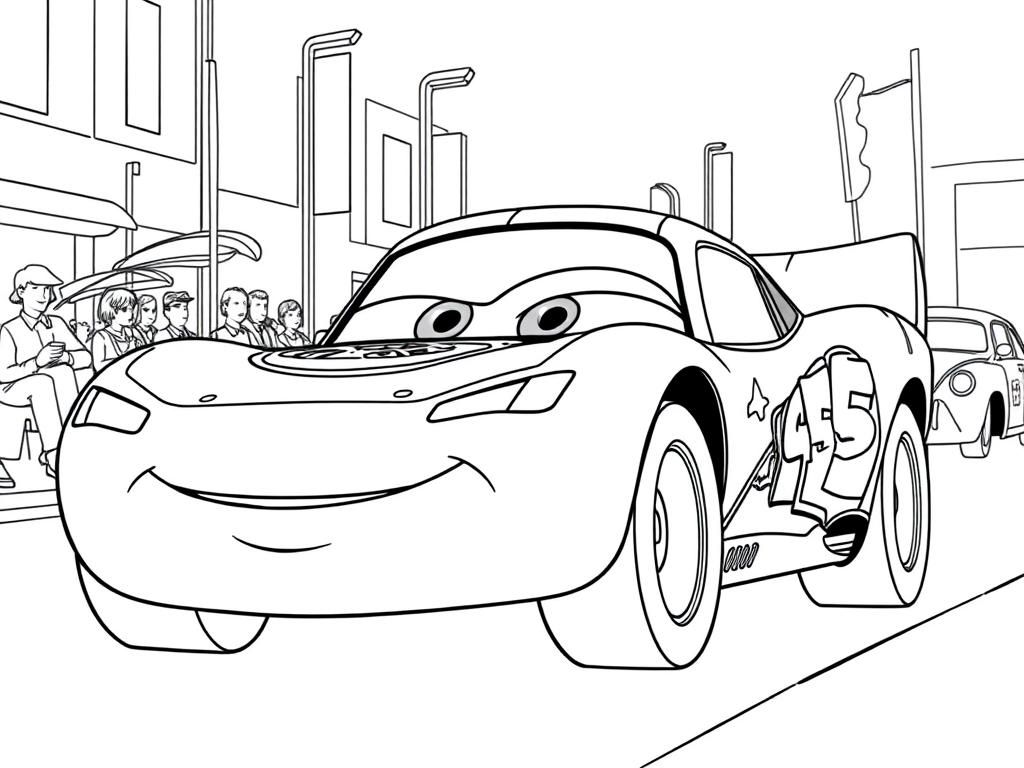 Race Car City Drive Coloring Page