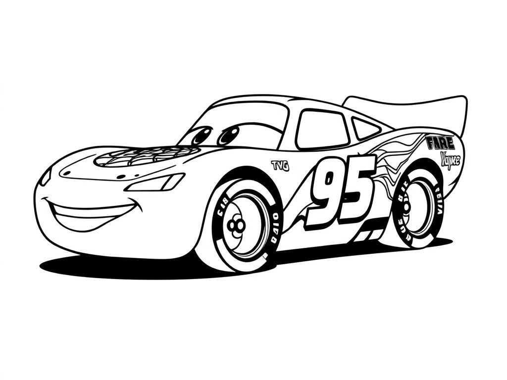Race Car Coloring Page with Big Smile