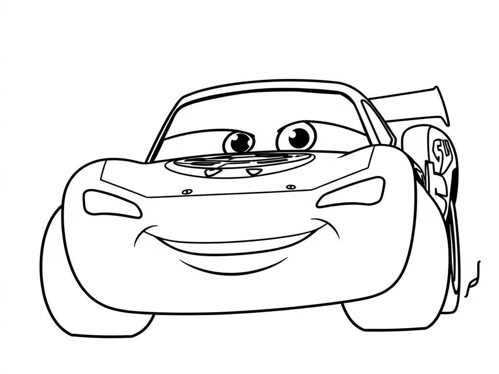 Smiling Cartoon Car Coloring Page