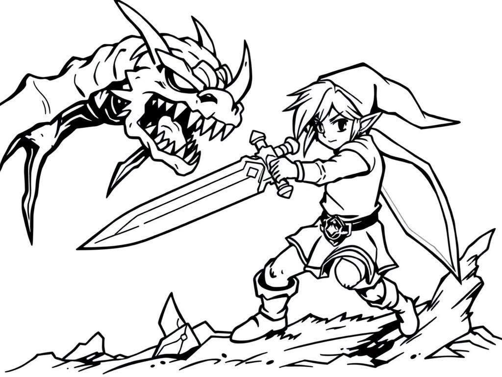 Preview of Link (from Zelda) fighting a monster with his master sword