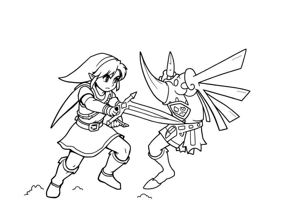 Preview of Link (from Zelda) fighting with a hinox with his master sword