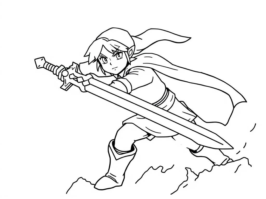 Preview of link holding the mastersword in the action of a battle