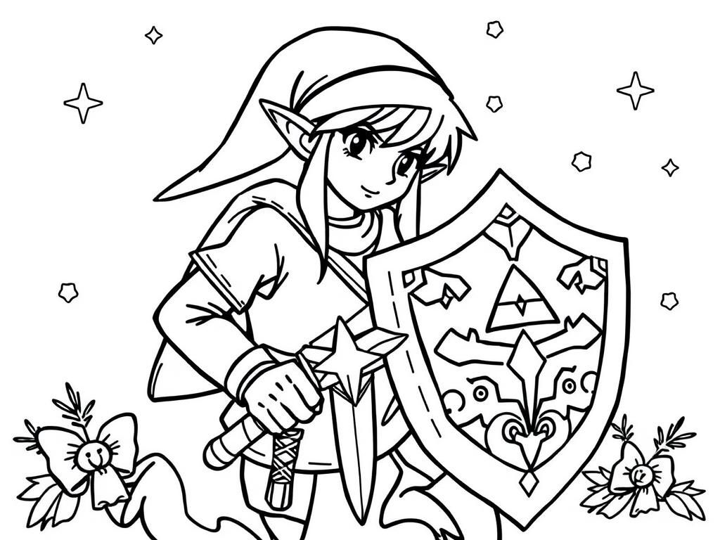 link of zelda christmas theme with sword and shield3