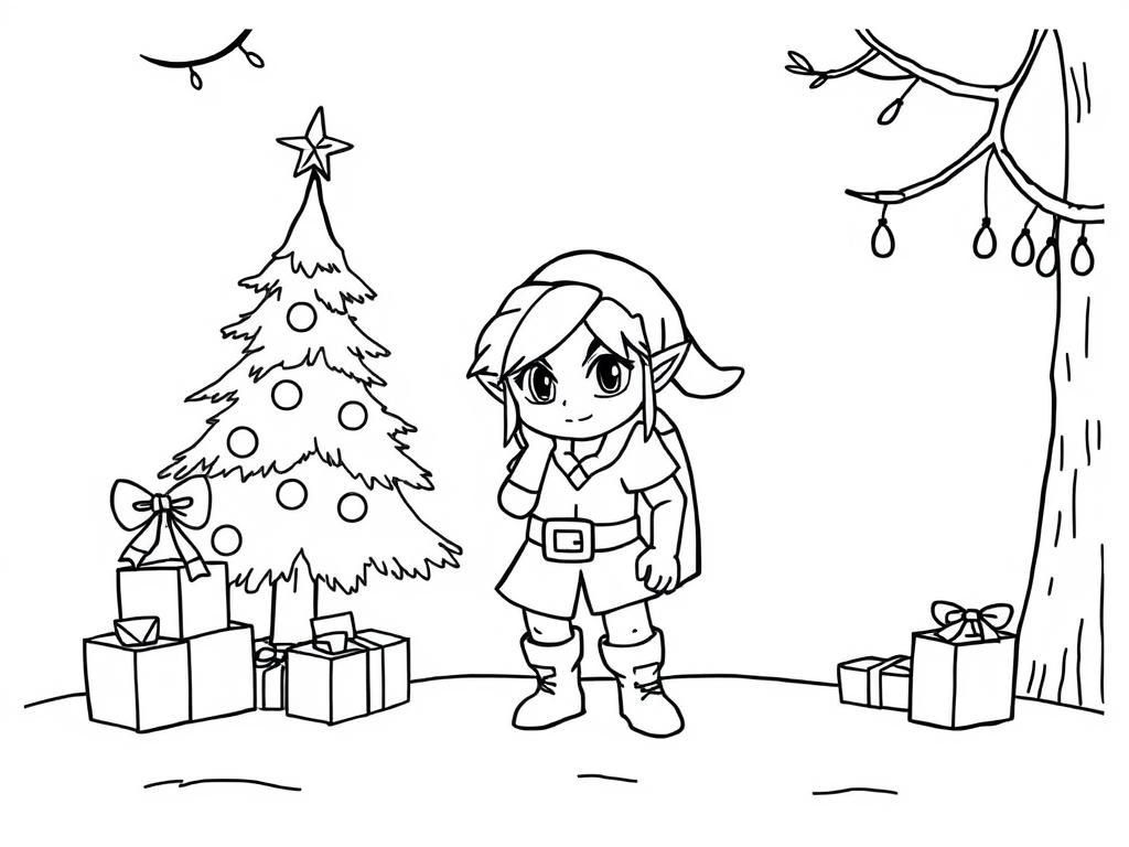 Christmas Elf Girl Coloring Page