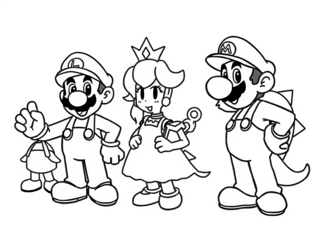 Mario Characters Coloring Page